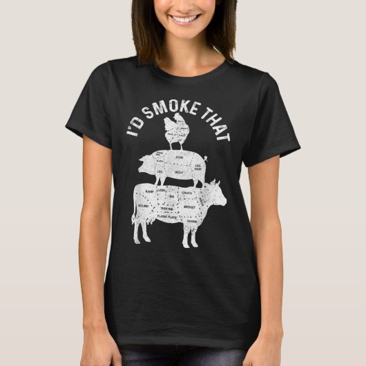Chef-slager BBQ rookt dat varkensvlees grappig vet T-shirt (Voorkant)