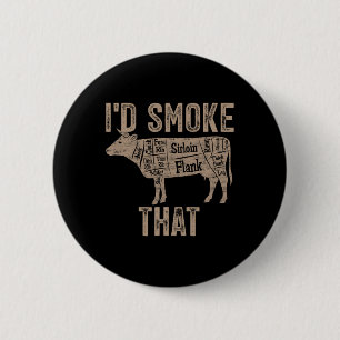 Chef Slager Kok Bbq Ik Zou Die Koe Runderen Grappi Ronde Button 5,7 Cm