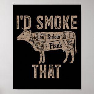 Chef Slager Kook Bbq Ik Zou Die Koe Rook Rundvlees Poster