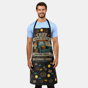 Chef Snacks Officer Funny Vader Plicht Vaderdag Schort
