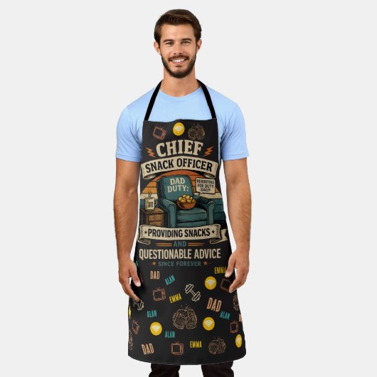 Chef Snacks Officer Funny Vader Plicht Vaderdag Schort (Gedragen)