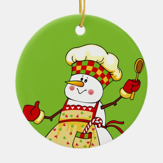 Chef Snowman-kerstversiering Keramisch Ornament (Voorkant)