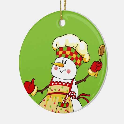 Chef Snowman-kerstversiering Keramisch Ornament (Links)