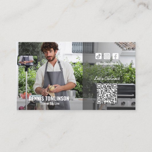 Chef Social Media QR Code Foto Visitekaartje (Voorkant)