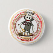 Chef Sock Monkey pin knop Ronde Button 5,7 Cm (Voorkant)