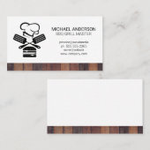 Chef Spatula Burger Logo | Hout Visitekaartje (Voorkant / Achterkant)