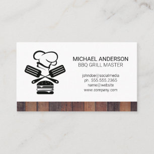 Chef Spatula Burger Logo   Hout Visitekaartje