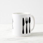 Chef Spoon Fork Knife Black Koffiemok (Voorkant rechts)