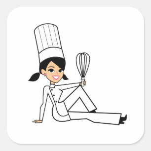 Chef-sticker voor vrouwen met beeldende beelden vierkante sticker