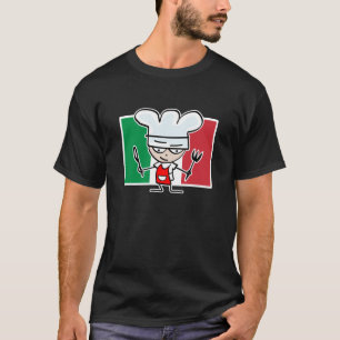Chef t-shirt met Italiaanse vlag en leuke cartoon