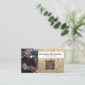 Chef Tan Snake Skin Textuur Aangepaste foto QR Cod Visitekaartje (Staand voorkant)