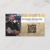 Chef Tan Snake Skin Textuur Aangepaste foto QR Cod Visitekaartje (Voorkant)