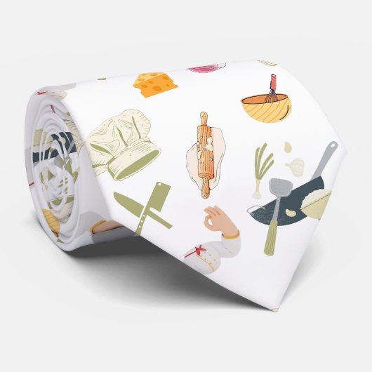 Chef Thema Pattern Stropdas (Opgerold)