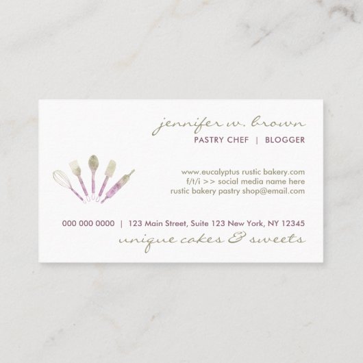 Chef Tools Glitter roos Gold Deeg Logo Visitekaartje (Achterkant)