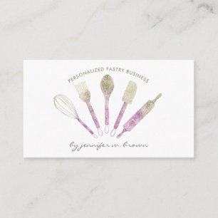Chef Tools Glitter roze goud Pastry Logo Visitekaartje