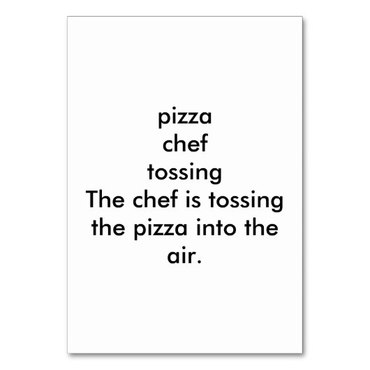 Chef Tossing Pizza Reading Flashcards for Adults Kaart (Achterkant)