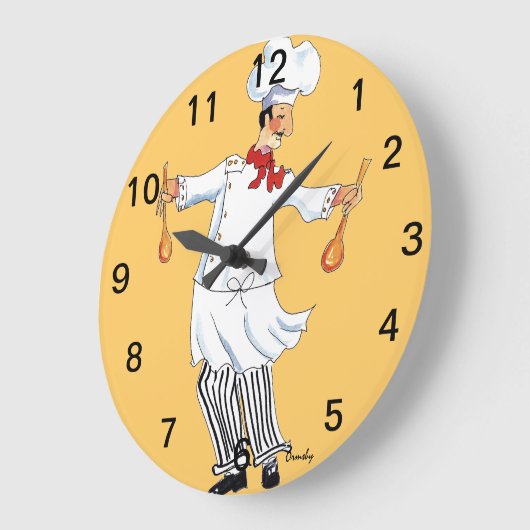 Chef Tossing Wall Clock Grote Klok (Hoek)