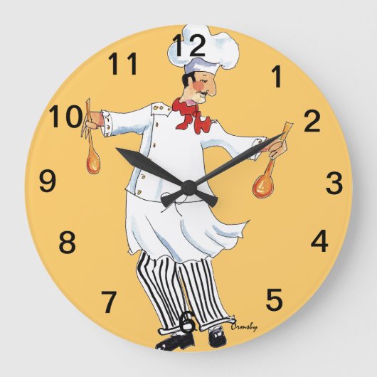 Chef Tossing Wall Clock Grote Klok (Voorkant)