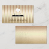 Chef Trendy Gold Foil Stripes Modern Visitekaartje (Voorkant / Achterkant)