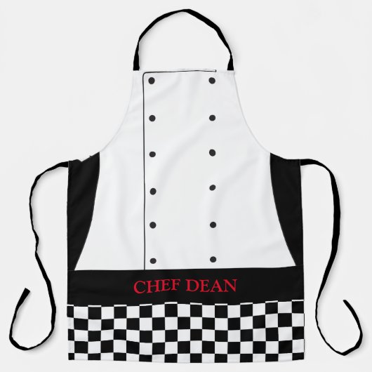 Chef Tuniek en geblokte broek Schort (Voorkant)