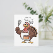 Chef Turkije Thanksgiving Cook Gobbler Feestdagenkaart (Staand voorkant)