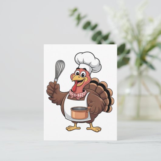 Chef Turkije Thanksgiving Cook Gobbler Feestdagenkaart (Staand voorkant)