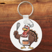 Chef Turkije Thanksgiving Cook Gobbler Sleutelhanger (Voorkant)