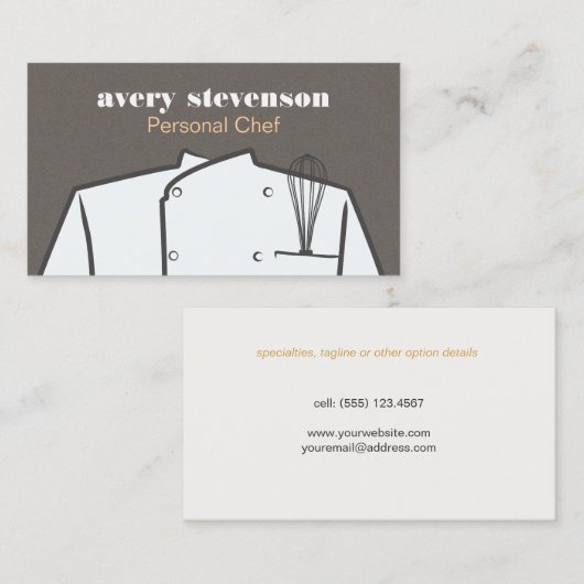 Chef Uniform en Whisk Catering Visitekaartje (Voorkant / Achterkant)