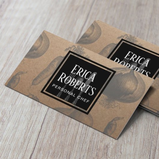 Chef  Vegetable illustratie Rustic Kraft Visitekaartje