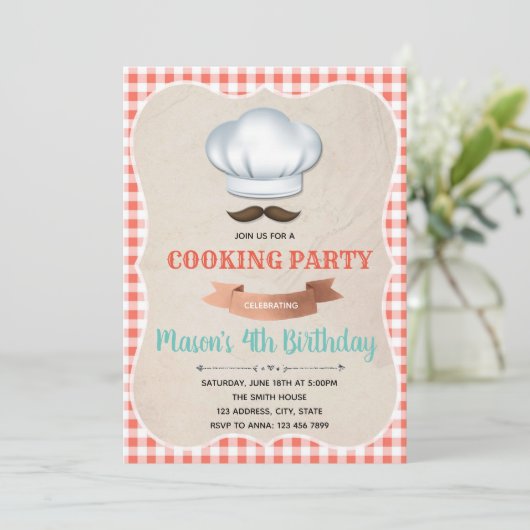 Chef verjaardagsfeestje uitnodiging (Staand voorkant)