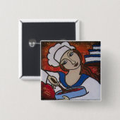 chef vierkante button 5,1 cm (Voorkant /achterkant)