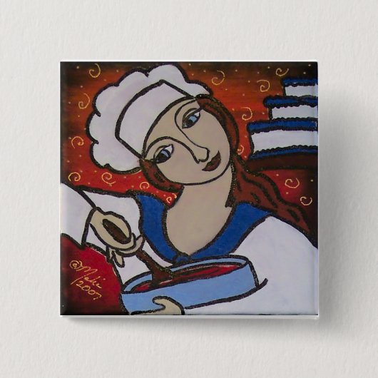 chef vierkante button 5,1 cm (Voorkant)
