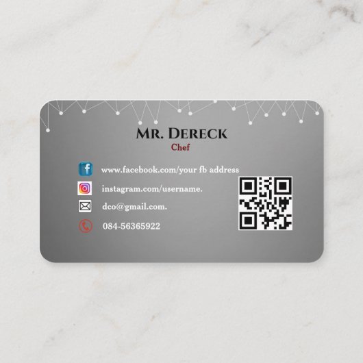 Chef-Visitekaartje Contactkaartje (Achterkant)
