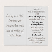 Chef voor Home Cooking Standaard Semi-Gloss Visitekaartje (Binnenkant ongevouwen)