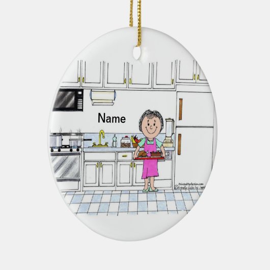 Chef - Vrouw, geen pet Keramisch Ornament (Rechts)