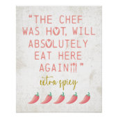 Chef was Hot Funny Kitchen Reviewen Spicy Peppers Perfect Poster (Voorkant)