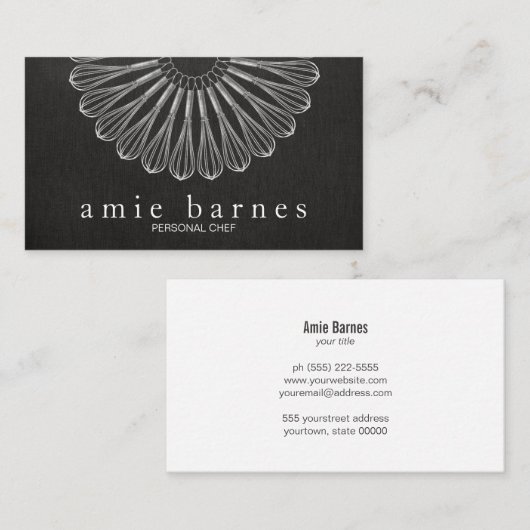 Chef Whisk Black Catering Black Visitekaartje (Voorkant / Achterkant)