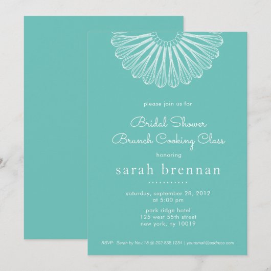 Chef Whisk Brunch Koking Class Invitation Kaart (Voorkant / Achterkant)