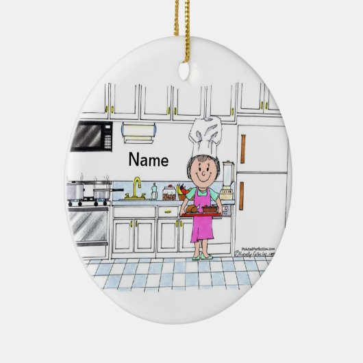 Chef, with Hat - Female Keramisch Ornament (Rechts)