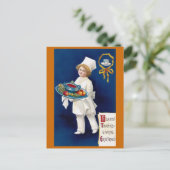 Chef with Tureen of Soup and Fruit Thanksgiving Feestdagenkaart (Staand voorkant)