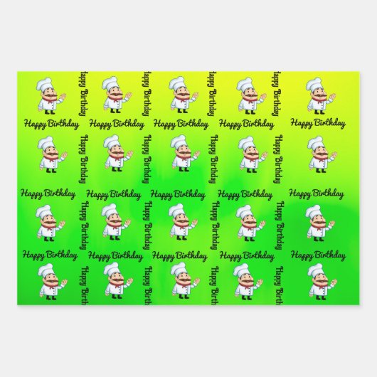 Chef Wrapping Paper Flat Sheet Set van 3 (Voorkant 3)