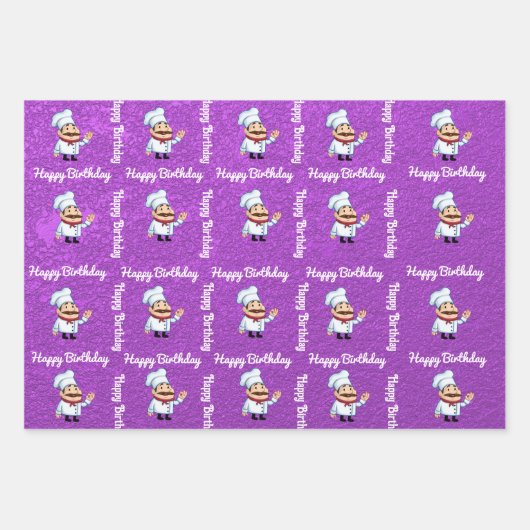 Chef Wrapping Paper Flat Sheet Set van 3 (Voorkant 2)