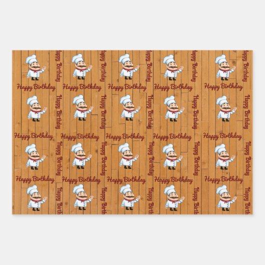 Chef Wrapping Paper Flat Sheet Set van 3 (Voorkant)