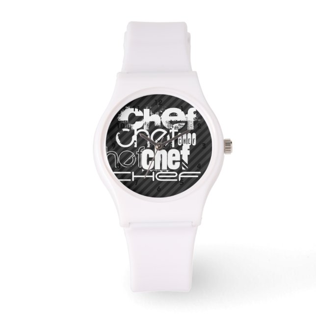 Chef; Zwart & Donkergrijze strepen Horloge (Voorkant)