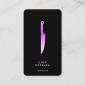 Chef Zwart Paarse Knife Cateraar Modern Visitekaartje (Voorkant)