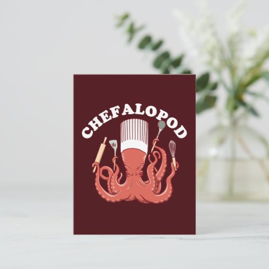 Chefalopod | Octopus Chef Funny Pun Briefkaart (Staand voorkant)