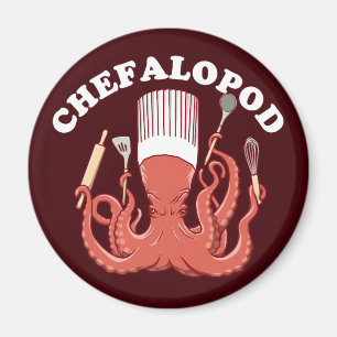Chefalopod   Octopus Chef Funny Pun Magneet
