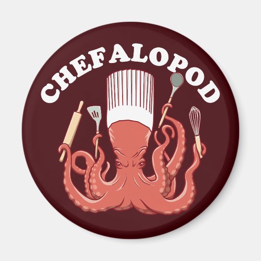 Chefalopod | Octopus Chef Funny Pun Magneet (Voorkant)