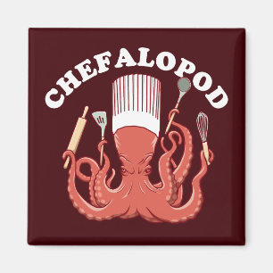 Chefalopod   Octopus Chef Funny Pun Magneet