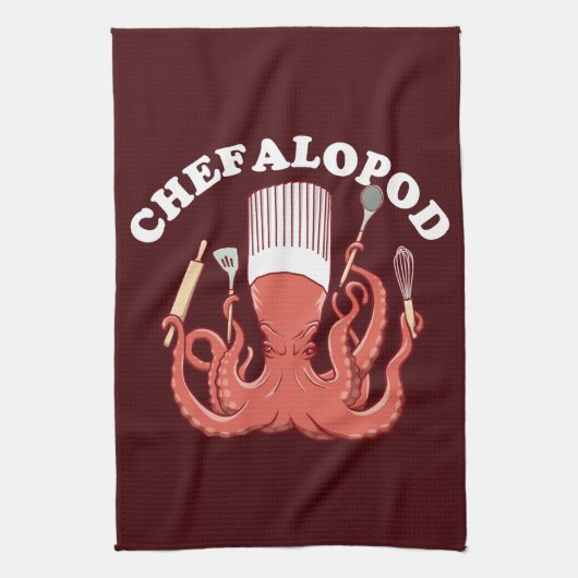 Chefalopod | Octopus Chef Funny Pun Theedoek (Verticaal)